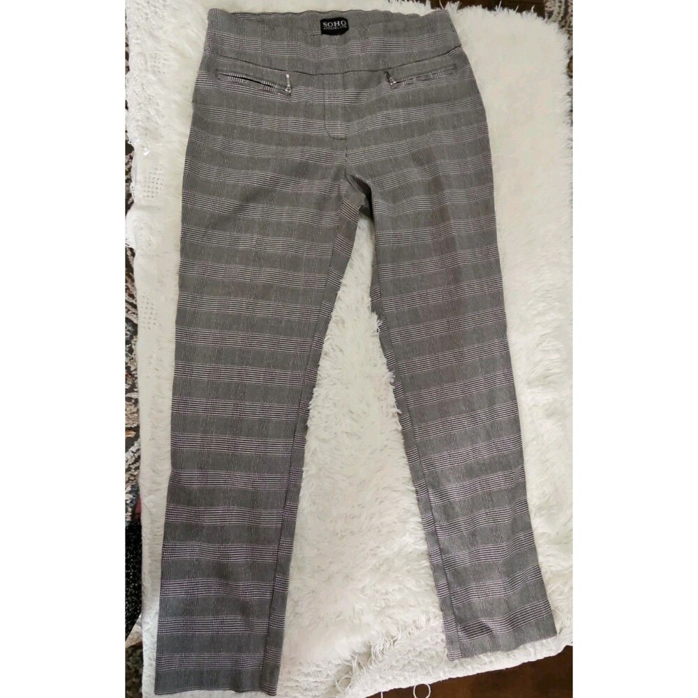 Soho Apparel Tapered Ankle Length Dress Pants Women's Size M - Houndstooth Plaid - Picture 2 of 11